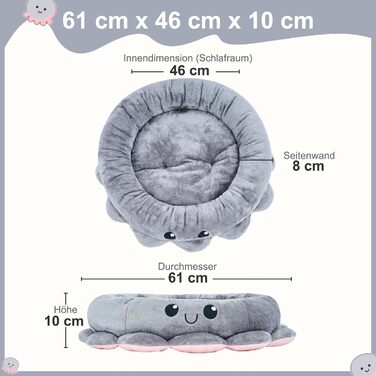 Кругле ліжко для собак та котів Jiupety Boho, рожеве/сіре, XL/M, знімний коврик, ліжко-антистрес для великих собак