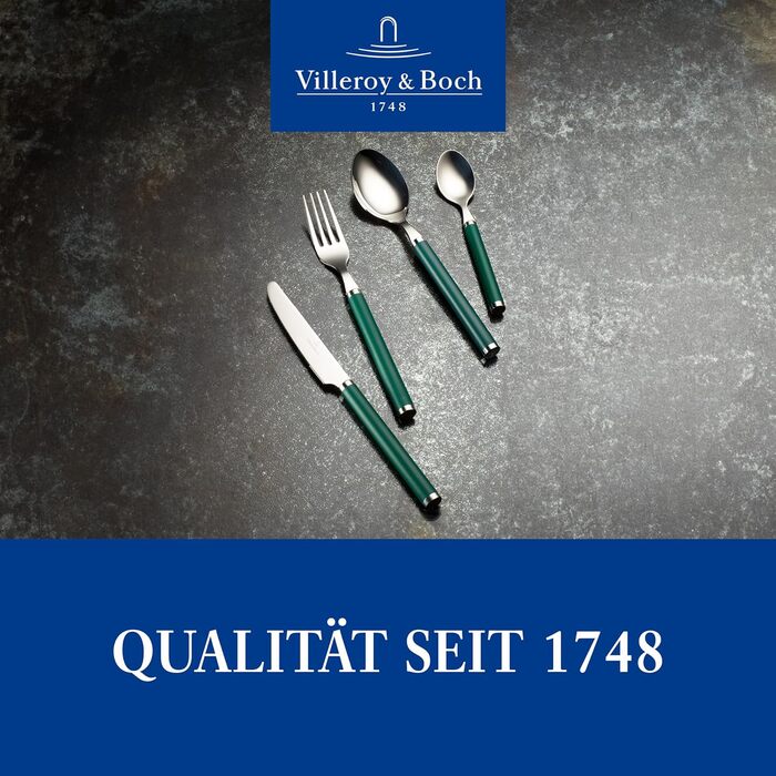 Villeroy & Boch – Play! Green Garden Tableware Set, 30 pieces, 6 people, green, dishwasher-safe, cutlery with colorful handles, cutlery with plastic handles, cutlery set, tableware set, stainless steel, plastic