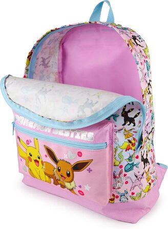 Рюкзак Pokemon для дівчаток: рожевий, з блискітками, дизайн Eevee Besties та Pikachu | Просторий для школи та розваг