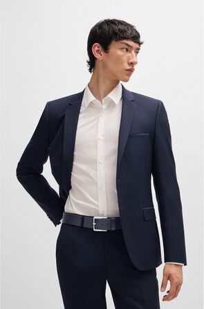 Чоловічий шкіряний ремінь HUGO Gionios з текстурою та металевими деталями (115, Navy410)