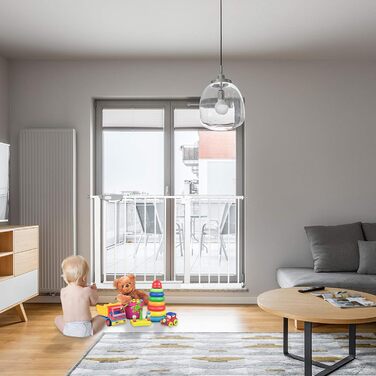 Захисне ворота для дитячих воріт без свердління, 75-85 см, автоматичне закриття, білий колір