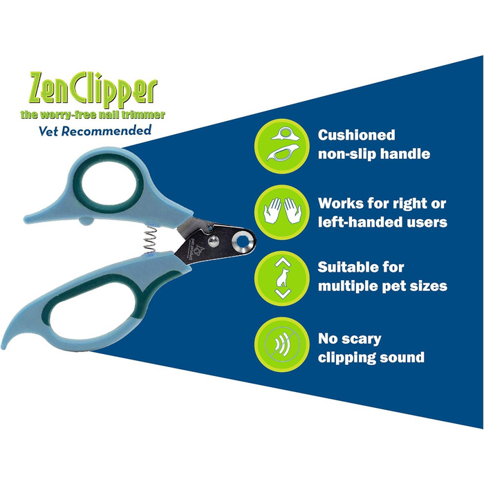 Кліпер Zen для обрізання нігтів домашніх тварин: безпечний, обрізає лише кінчик нігтя (блакитний, 5 мм)