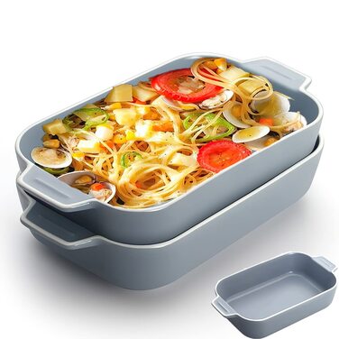 Форма для лазаньї, 2 шт., 22 x 12 см, керамічна, з ручками (блакитна)