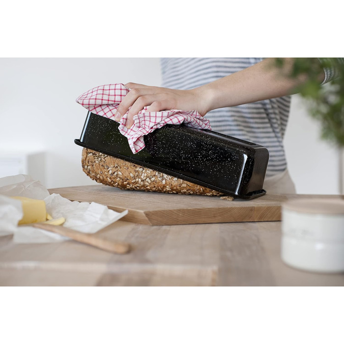 Riess, 0638-022, Professional Baker's Baking Pan, King Cake Mold, Capacity 1.7 Liters, Height 7.8cm, Width 10cm, Length 30cm, Enamel, Black, Bread Baking Pan, Induction, Enamel Baking Pan, Loaf Cake Pan