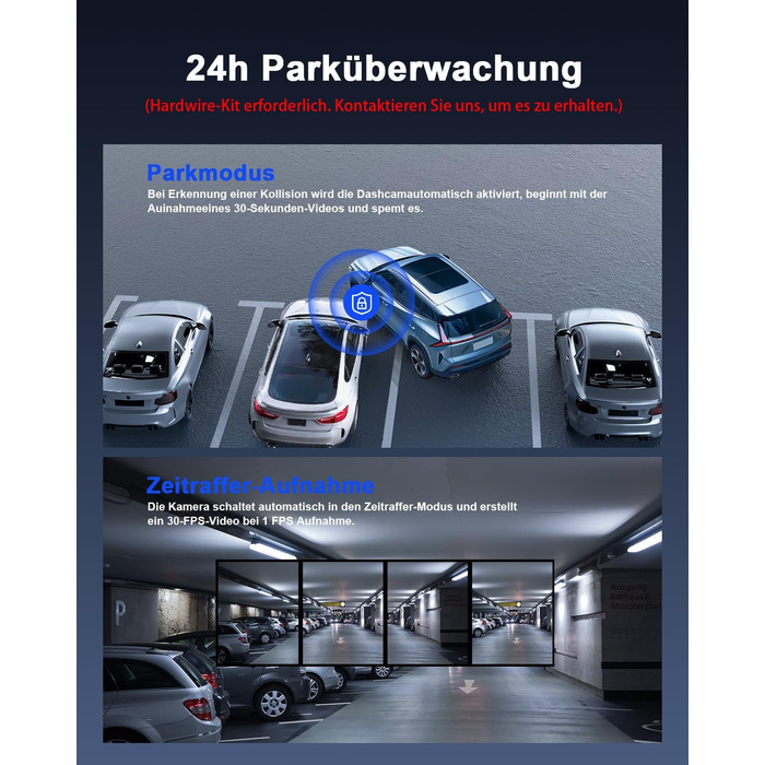 Відеореєстратор Avylet 4K+1080P з двома камерами (передня та задня), Wi-Fi, GPS, IPS дисплеєм, паркувальною функцією, Super Night Vision, WDR, 170° кутом огляду, G-сенсором, підтримка карт пам'яті до 256GB