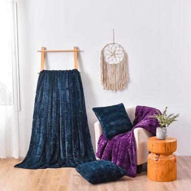 Тепла плюшева ковдра з штучного хутра YUSOKI 127x152,4 см - м'яка, затишна, для ліжка, крісла, дивана (Блакитно-зелений)