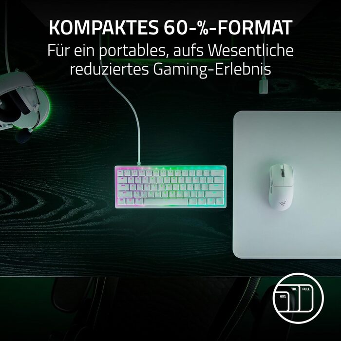 Клавіатура Razer Huntsman V3 Pro Mini - 60% з Red Switch (QWERTZ DE, USB-C, PBT)