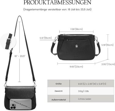 Сумка жіноча через плече Befen зі шкіри, середнього розміру, RFID-захист, чорна. Кросбоді, сумка на плече для жінок