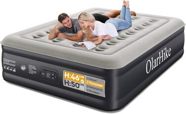 Надувний матрац OlarHike для кемпінгу та дому - 200 x 140 x 46 см, самонадувний, на 2 особи