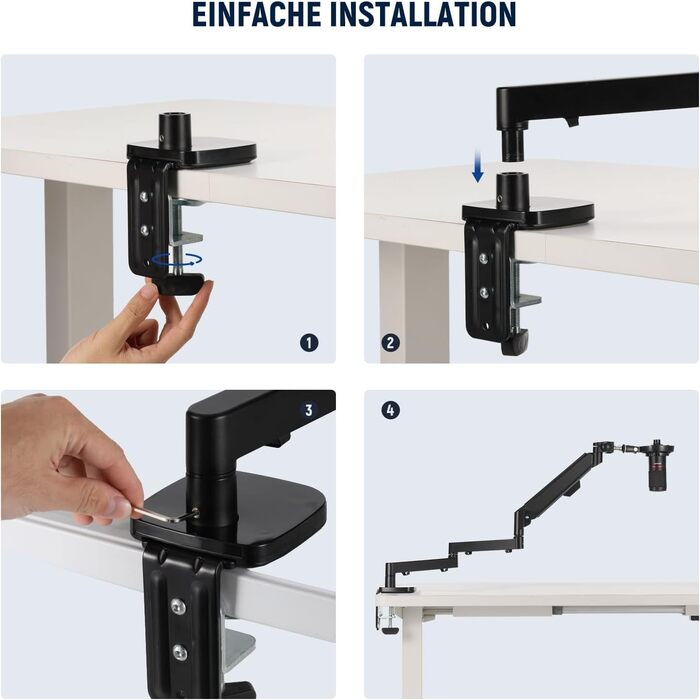 NEEWER Тримач для мікрофона MS002 - настільний, з демпфером, поворотний, з кабелеуправлінням, для подкастів, ігор, стрімінгу