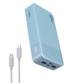 Power Bank NOBIS 20000mAh 45W Blau – портативний акумулятор з USB-C та USB-A, швидка зарядка, індикатор рівня заряду