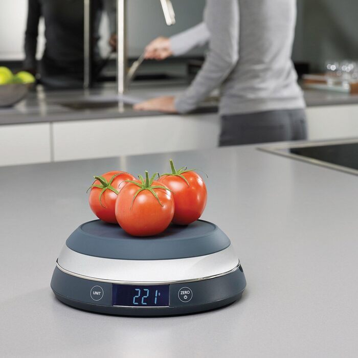 Joseph Joseph SwitchScale 2-in-1 Kitchen Scale - Digital, 5kg Capacity, Metric & Imperial LCD Display, Battery Powered - Gray