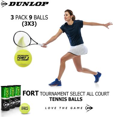 Dunlop Fort All Court Tennis Balls - Tripack (9 Balls / 3 Sets)