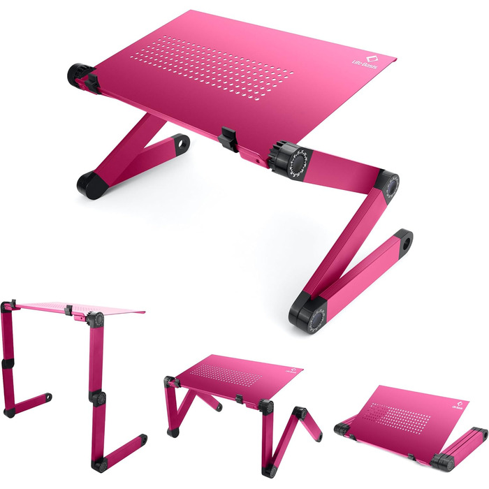 Підставка для ноутбука LifeBasis, складна, регульована, рожева, до 17 дюймів