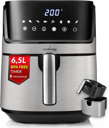 Фритюрниця без олії LEHMANN XL 6.5л з 8 програмами, цифровим дисплеєм та антипригарним покриттям