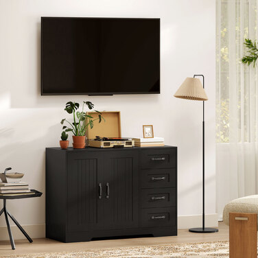 Тумба HOMCOM з 4 висувними ящиками та шафкою, сучасний стиль, 105 x 40 x 76 см, чорний колір