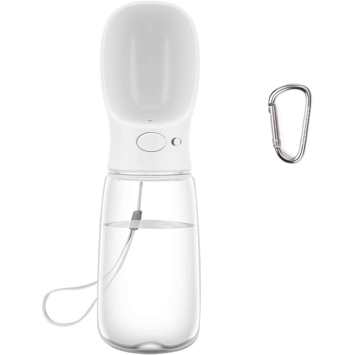 Турботрінка для собак на ходу, 550 мл, BPA-free, витокозахисна, біла