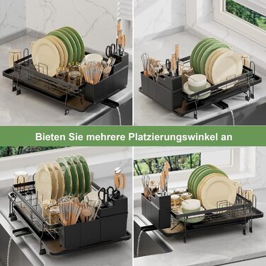 Підставка для посуду ROTTOGOON 2-рівнева з нержавіючої сталі, чорна, для кухонної стільниці