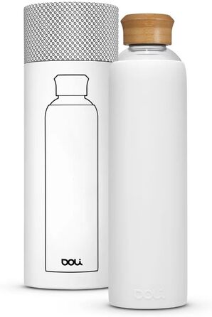 Doli Stainless Steel Water Bottle with Silicone Sleeve - Ideal for Hot & Carbonated Drinks - Absolutely Leak-Proof - Dishwasher Safe - BPA-Free (White)