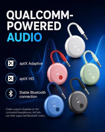 Bluetooth-адаптер для літака Avantree SoundJet R1 для AirPods та бездротових навушників, 25 годин роботи (набір з 7 шт, 5 кольорів)