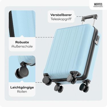 Набір валіз 3 в 1 з TSA замком - світло-блакитний, з подвійними колесами, для подорожей