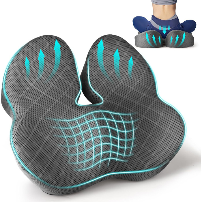 Подушка для сидіння Fwiull з Memory Foam - ергономічна, для авто, софи, офісу, темно-сіра