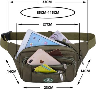 Водонепроникна поясна сумка для чоловіків та жінок, спортивна, для бігу, піших прогулянок, велосипедна сумка, для ножа та туристичного інструменту (оливковий)