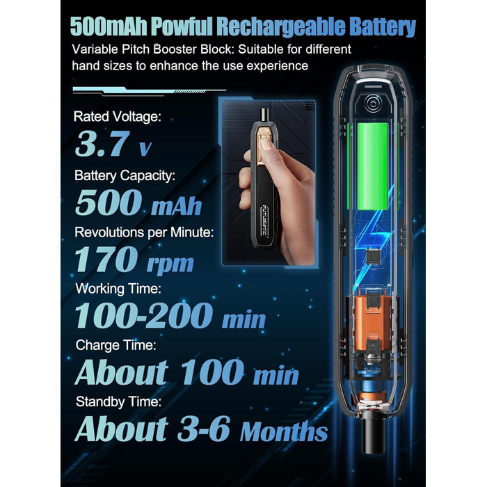 Електрична викрутка QKTYB 181 в 1 з акумулятором, 3.7V, 160 біт, 3 режими, для ремонту iPhone, ноутбуків, окулярів, годинників