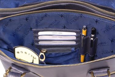 Сумка жіноча шкіряна Catwalk Collection Victoria (синя) - велика сумка-тоут через плече з відстібним ременем