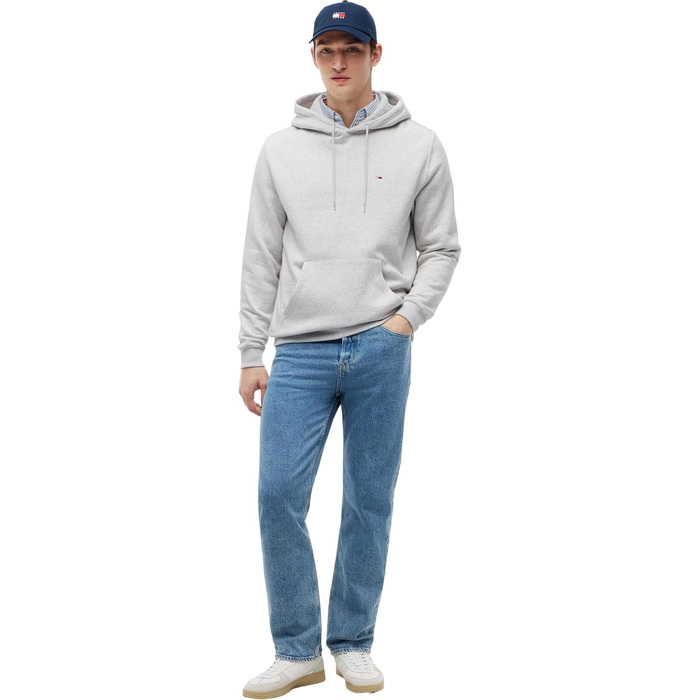Чоловічий худі Tommy Jeans Regular Fit Flag Fleece з капюшоном, сірий (Silver Grey Heather)