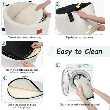 Зручний автокрісло для собак з кріпленням для безпеки, миється, з неслизьким дном (Бежевий, Small)