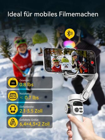 Стабілізатор для iPhone та Android від AOCHUAN: 3-осьовий гімбал з OLED-дисплеєм та подовжувачем 7,8 дюймів (Smart X2 Kit)