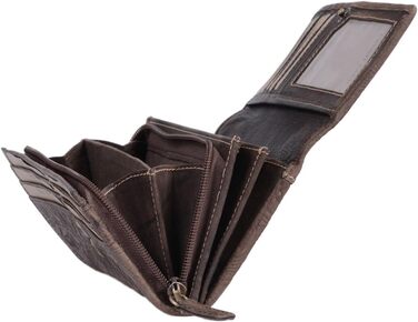 LEAS Women's Long Wallet Natural RFID Protection Genuine Leather, Dark Brown Vintage Collection