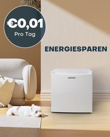 Upstreman 46L Mini Fridge with Freezer, Adjustable Thermostat, Energy Efficient, Quiet, Compact Refrigerator for Dorm, Office, Bedroom - White
