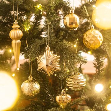 60 шт. новорічні кулі для прикраси ялинки Valery Madelyn, набір міцних кулішок, декор на Новий рік (золотий)