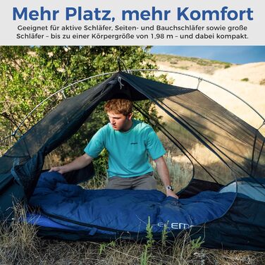 Спальний мішок ATEPA Elements Daunen 0°C, 3-в-1, ультралегкий, прямокутний, комфорт 4°C / ліміт -1°C, з компресійним мішком, для походів, кемпінгу та рюкзакових подорожей, Navy