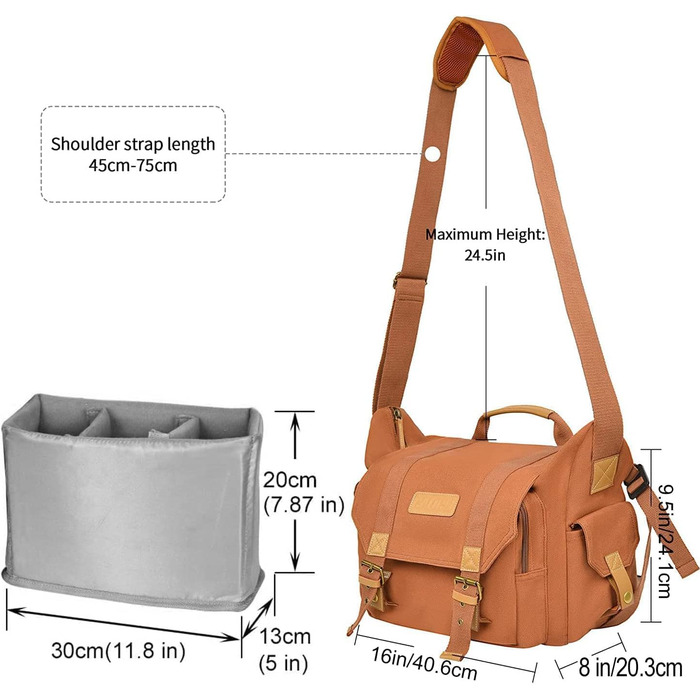 Сумка для камери CADeN з канвасу, вінтажна фотосумка на плече, для компактних DSLR/SLR камер Sony, Nikon, Canon, сумісна з об'єктивами, колір: Coffee 3.0