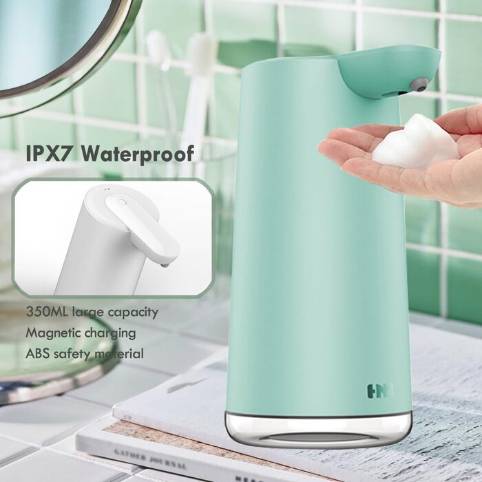 Frohsun Automatic Touchless Soap Dispenser - Rechargeable, 350ml, Motion Sensor, Adjustable Foam Volume, IPX7 Waterproof - for Kitchen, Bathroom & Hotel Use
