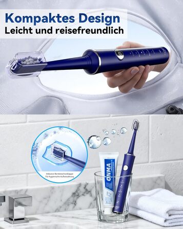 Електрична звукова зубна щітка JTF для дорослих, 5 режимів, 45 днів автономії, 8 насадок, IPX7 водонепроникна, з таймером, рожева - преміум набір для сім'ї
