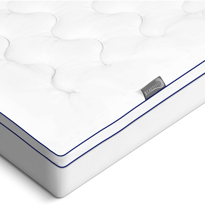 Beautissu Mattress Topper 100x200 cm with Integrated Fitted Sheet - Topper 100x200 cm for Box Springs & Mattresses up to 40 cm Height - 3 cm Mattress Pad, Non-Slip Mattress Protector - BeauNuit MT Base