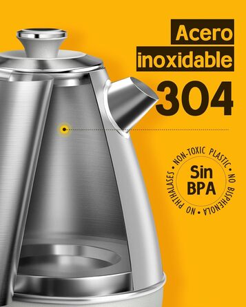 Hazel Quinn Kettle Retro Vintage Design Stainless Steel, BPA-Free, Automatic Shut-Off, Water Temperature Indicator, Strix Controller, Dry Boil Protection, 2200 W, Gold-Gray