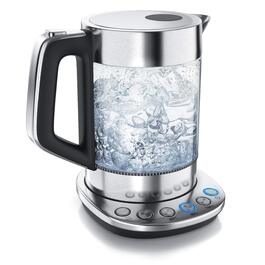 Електричний чайник Arendo зі скляною колбою та регулюванням температури, функцією підтримання тепла 1,5 л, з нержавіючої сталі, Borosilikatglas, BPA Free