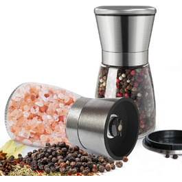 Набір меланець для солі та перцю KitchenBoss з керамічним жорном, з нержавіючої сталі, для солі, перцю, чилі (без наповнювача)