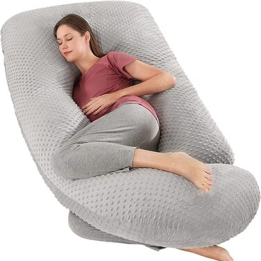 Подушка для вагітних Elover U-подібної форми, 144 см, знімний чохол, зелений (сірий світлий), поліпропілен