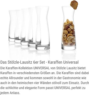 Набір з 6 графинів STÖLZLE LAUSITZ Universal S, 100 мл, кришталеве скло, для напоїв, молока, спиртного, ударостійкі, для посудомийки