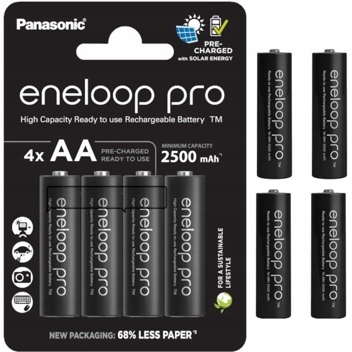 Зарядний пристрій для акумуляторів AA/AAA + 4 акумулятори Eneloop Pro 2500