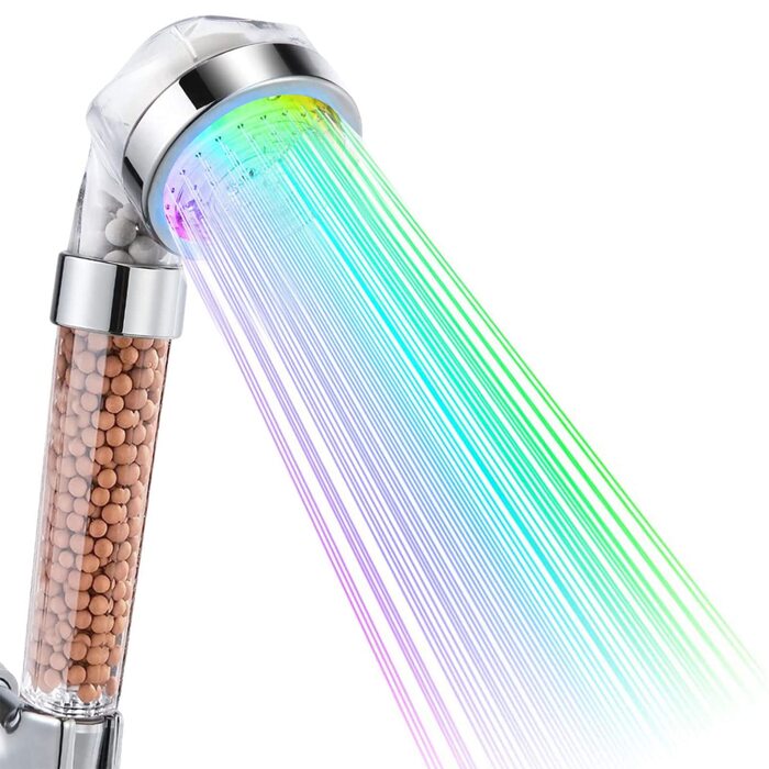 LED-лійка для душу 7 кольорів, високий тиск, водозберігаюча, фільтр від хлору