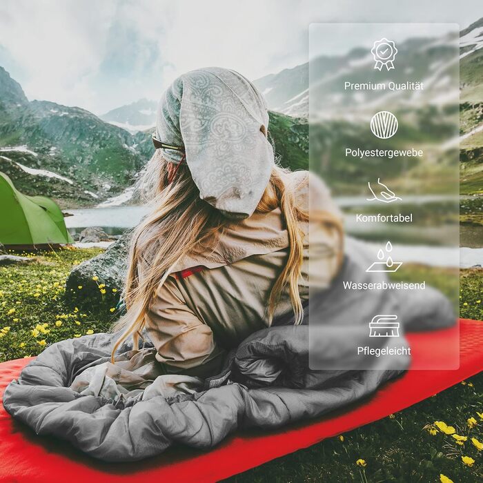 Спальний мішок MSports Premium Outdoor з ременем для перенесення – вибір для весни/літа (200GSM) або осені/зими (300GSM) для кемпінгу, подорожей, фестивалів – теплий мумієподібний спальний мішок оливкового кольору (сріблясто-сірий, 200 GSM – весна/літо)