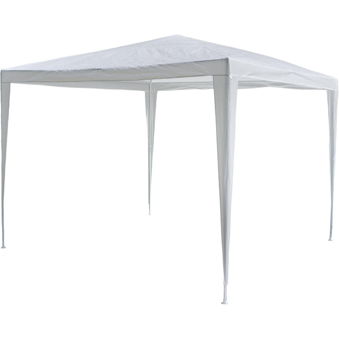 SONLEX Garden Pavilion 3 x 3 m, waterproof, including pegs, guy ropes, corner connectors, material PE tarpaulin 110 g/m², painted metal frame, tool-free pop-up system assembly, white