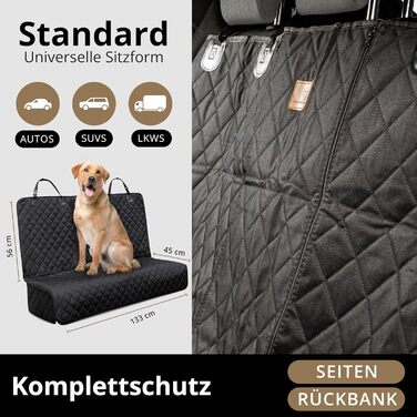 Захисний чохол на сидіння автомобіля для собак AMZPET (122 см) – Водостійкий, антиковзний та стійкий до подряпин – Міцний – 56 x 45 x 122 см. Підходить для маленьких автомобілів (купе або хетчбек). Універсальний, сумісний з Isofix